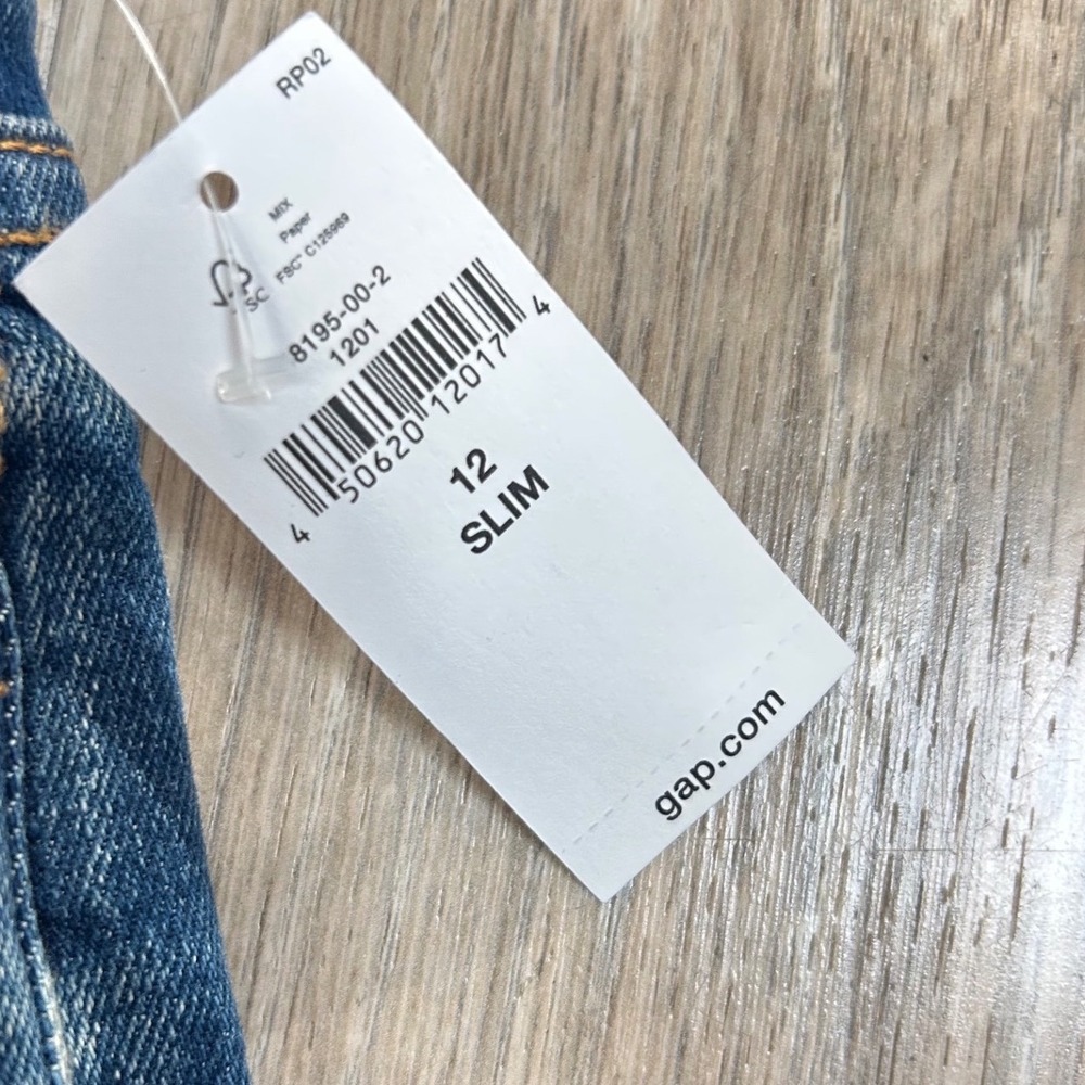 Gap Kids Boys Straight Leg Jeans Size 12 Slim Blue Denim Adjustable Waist NEW - Picture 5 of 7